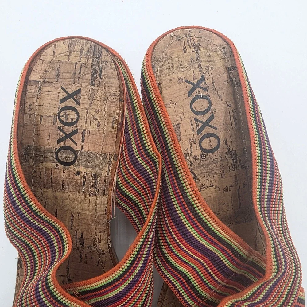 XOXO Bali Women's 8.5M Striped Cork Wedge Sandal Multi Color Platform Slide